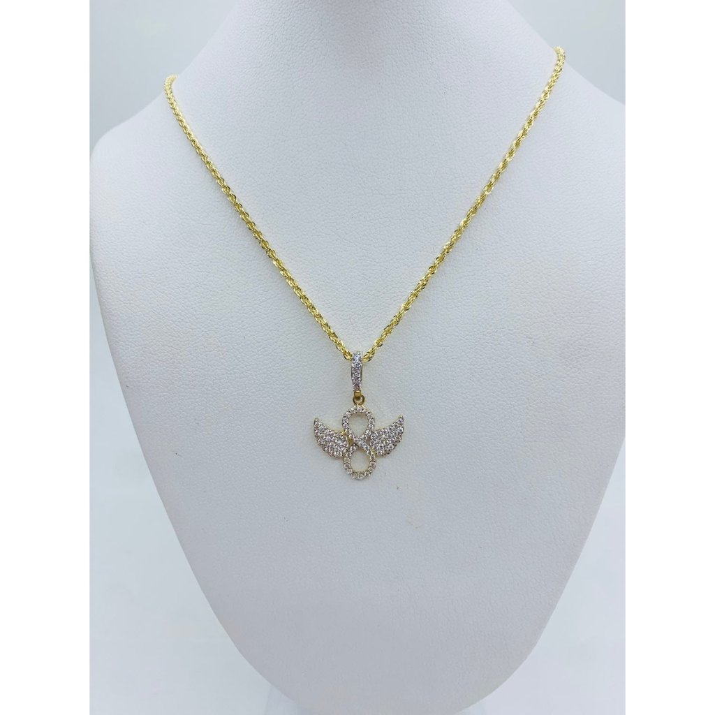 10k Gold Pendant Angel & Necklace